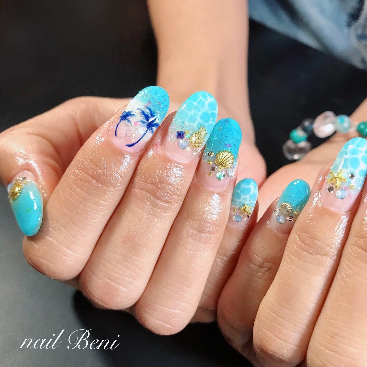 夏 海 リゾート 浴衣 ハンド Nail Salon Beni ネイルサロン ベニのネイルデザイン No ネイルブック