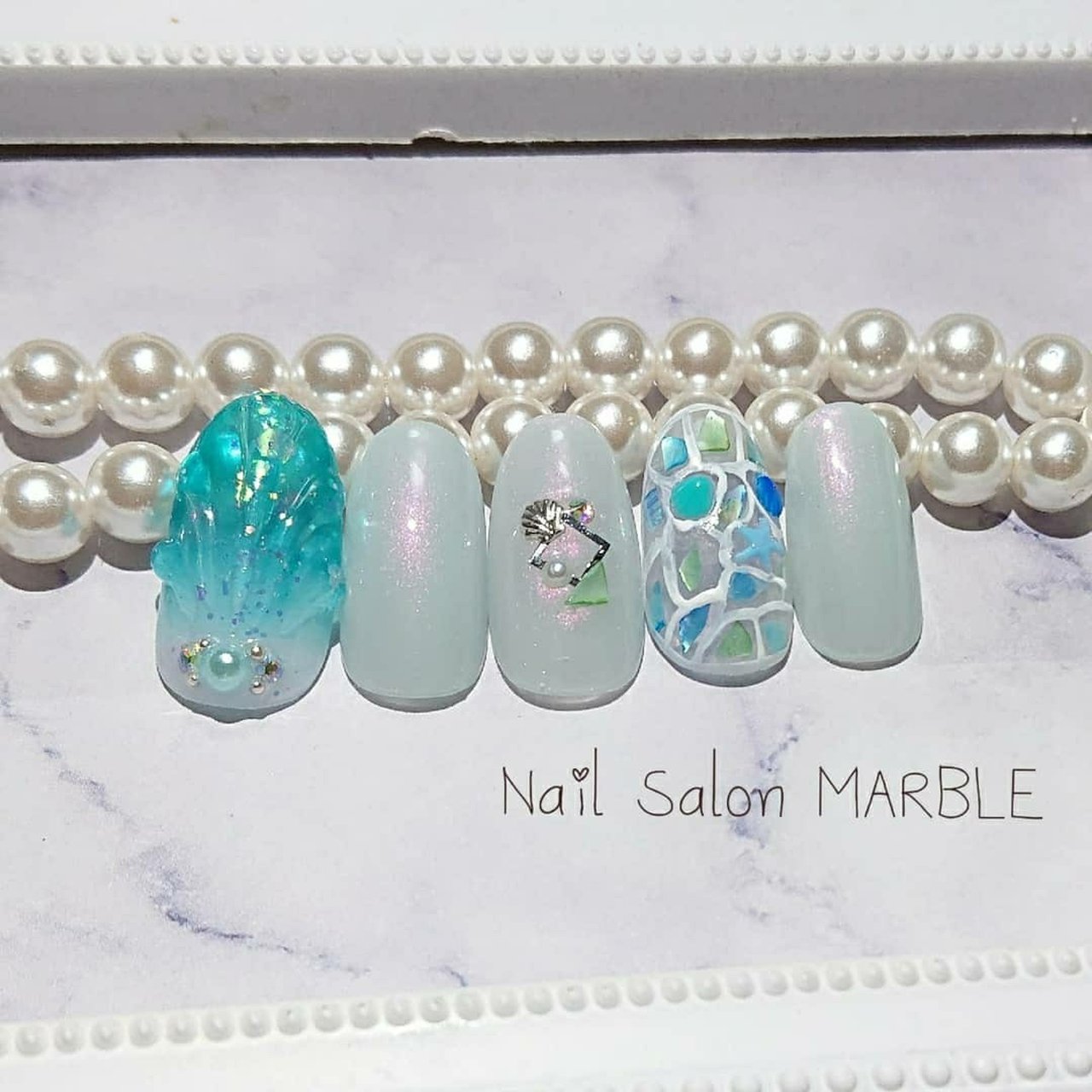 No.324 ネイルチップ マーメイド 人魚 貝殻 人魚の鱗 海 ラグーン 夏