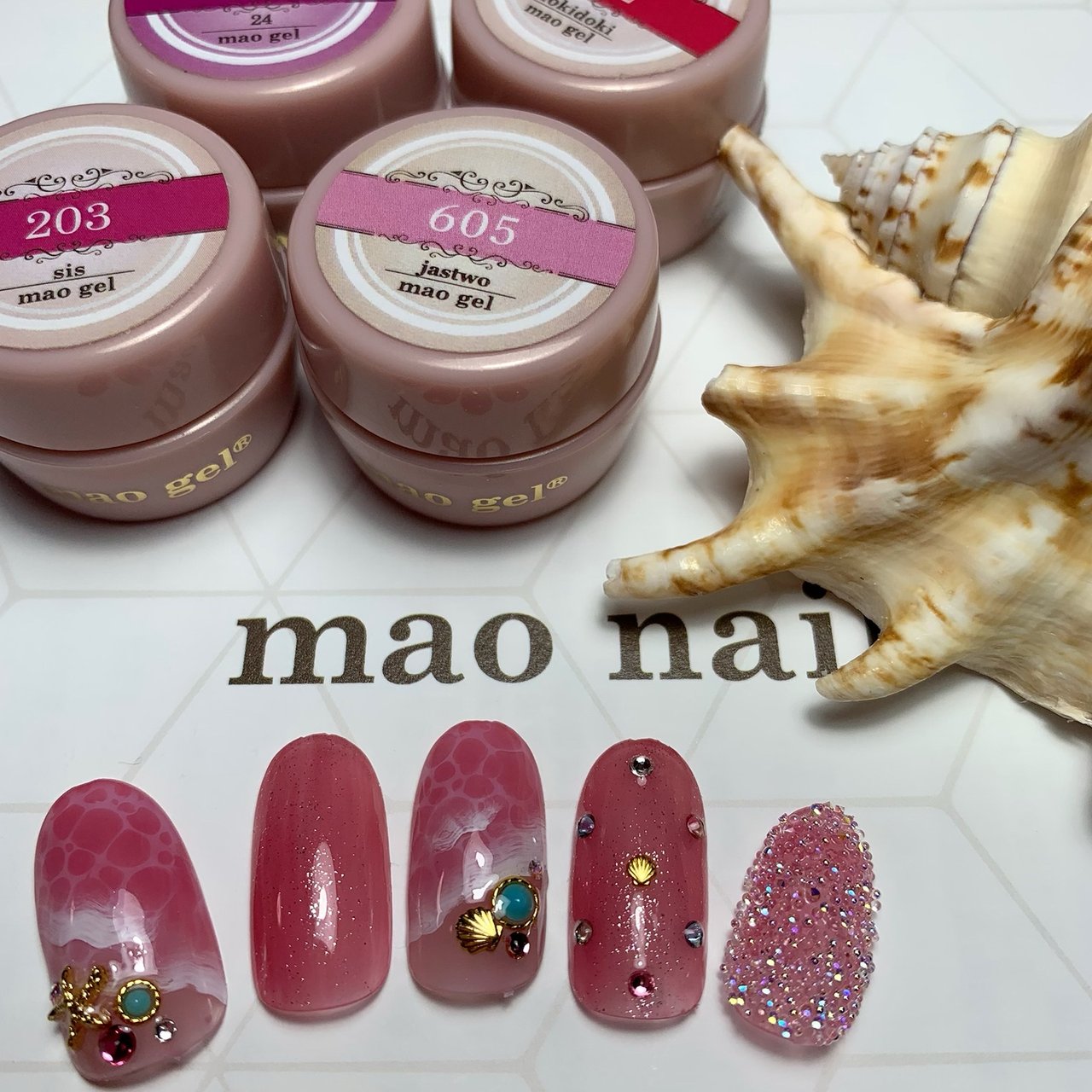 夏 ハンド ピンク レッド ネイルチップ Bijou Nailのネイルデザイン No ネイルブック