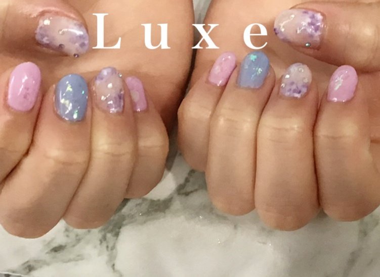 春 夏 梅雨 ハンド 水色 Luxeリュクス のネイルデザイン No ネイルブック