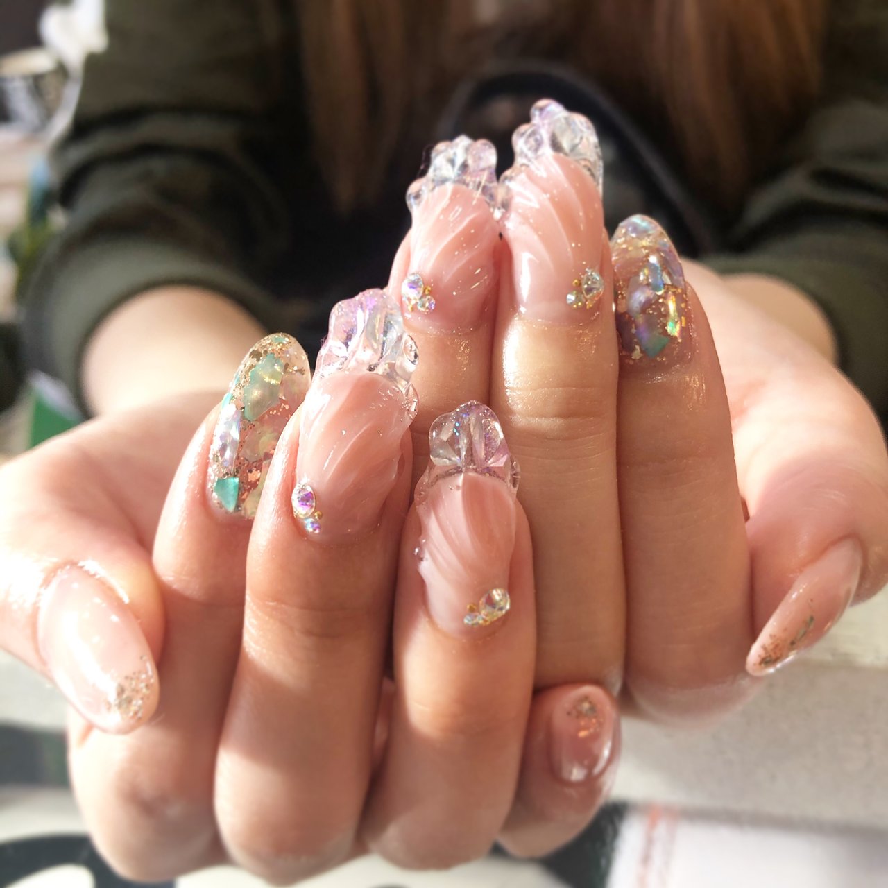 ハンド シェル 人魚の鱗 ロング クリア 宮城県 石巻 ロージーネイル Rosy Nail Pupuu Rosyのネイル デザイン No ネイルブック