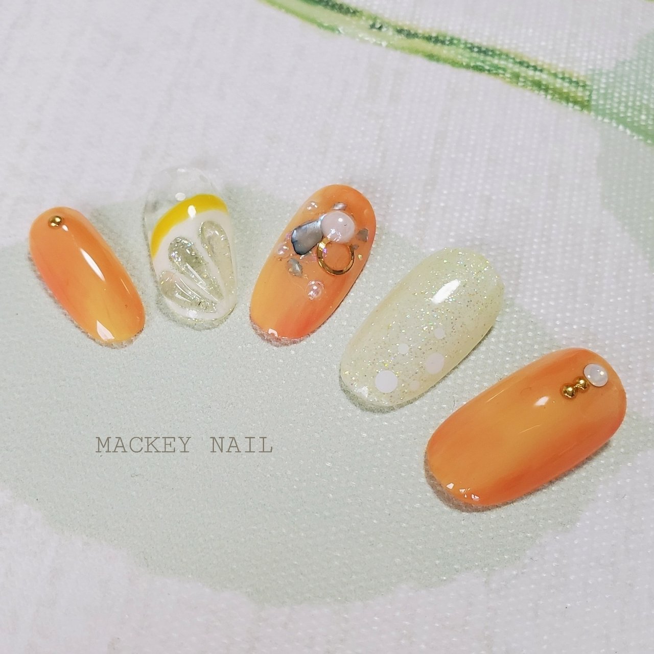 夏 オレンジ イエロー Mackey Nailのネイルデザイン No ネイルブック