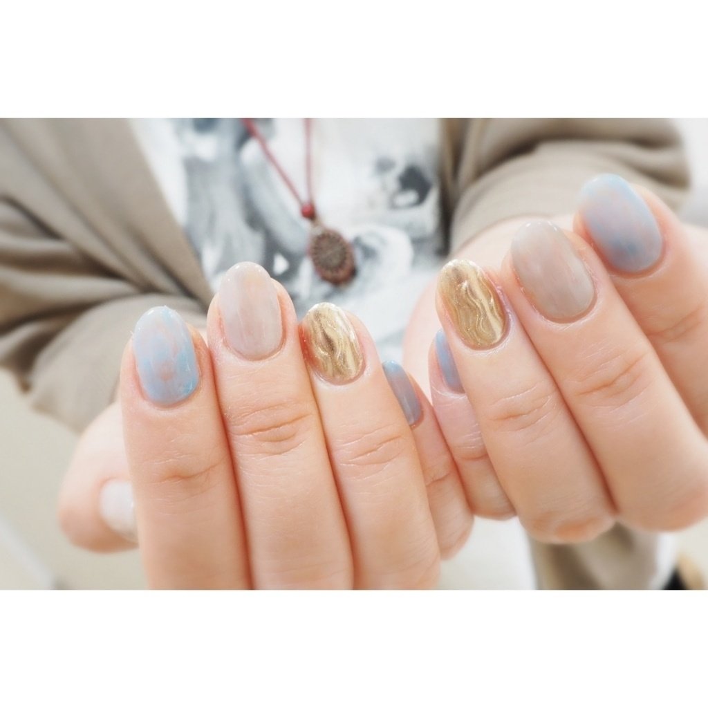 夏 ハンド シンプル 水色 ジェル Nailmielのネイルデザイン No ネイルブック