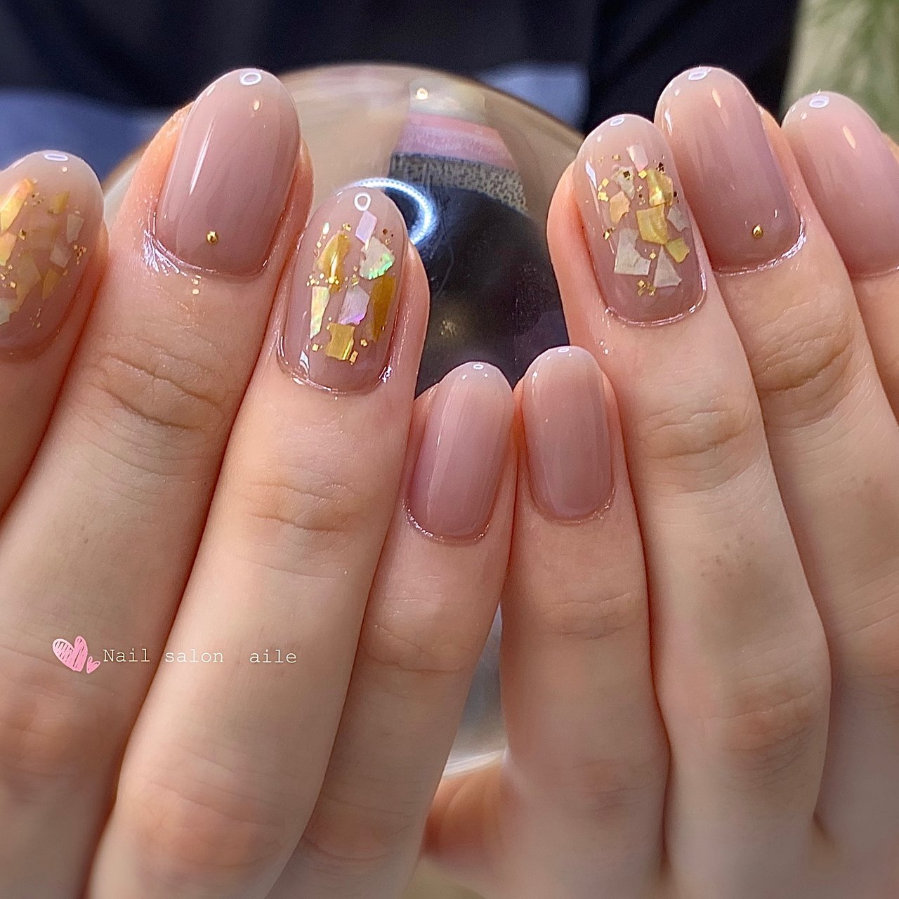 オールシーズン オフィス ハンド シンプル ラメ Nail Salon Aileのネイルデザイン No ネイルブック