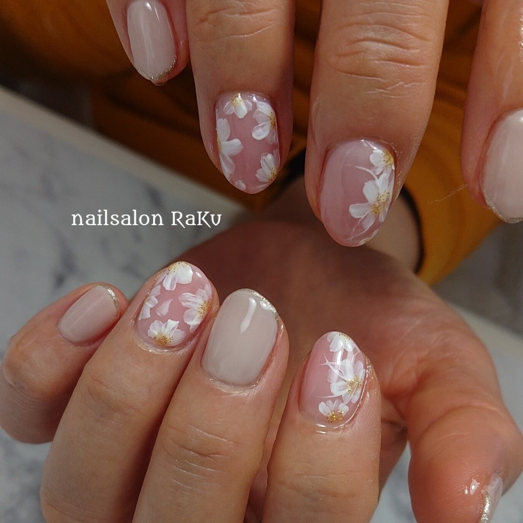 春 夏 ハンド シンプル フラワー Nailsalon Raku ネイルサロン ラク 西国分寺のネイルデザイン No ネイルブック