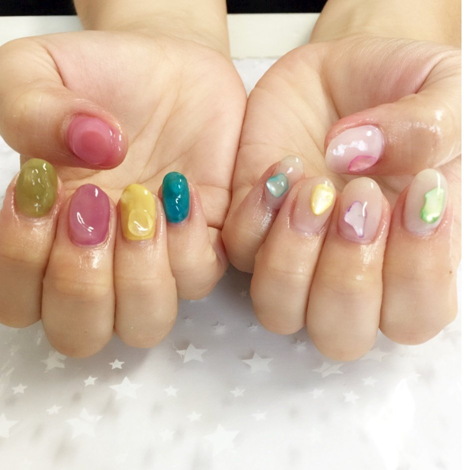 夏 梅雨 ハンド シェル 水滴 Private Salon Wai Sのネイルデザイン No ネイルブック