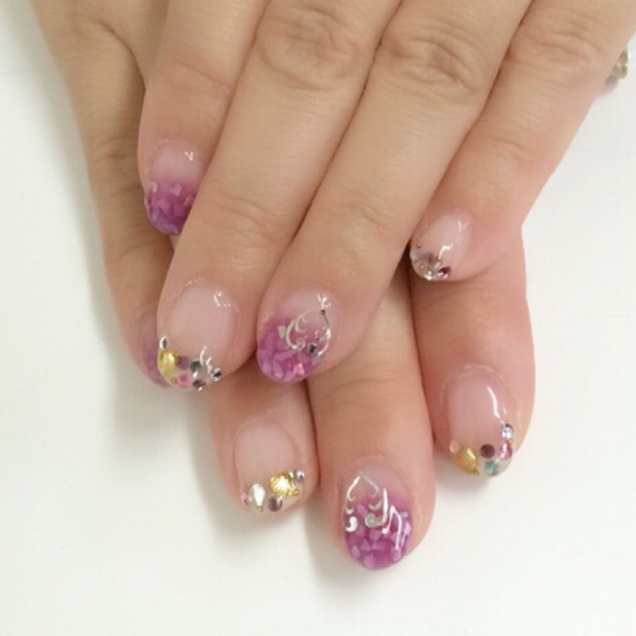 夏 ハンド 痛ネイル パープル ジェルネイル Ladybugのネイルデザイン No ネイルブック