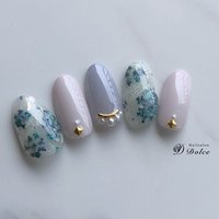 春 押し花 紫陽花ネイルのネイルデザイン ネイルブック