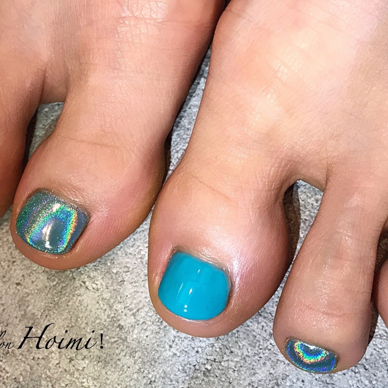 フット ワンカラー ユニコーン ターコイズ ジェルネイル Private Salon Hoimi のネイルデザイン No ネイル ブック