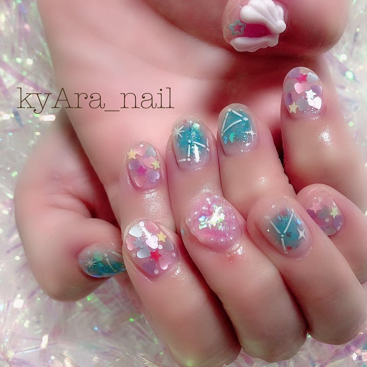 夏 海 浴衣 ライブ ハンド Kyara Nailのネイルデザイン No ネイルブック