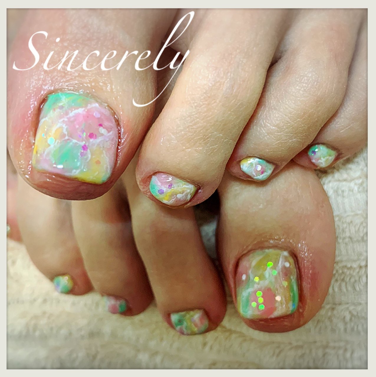 春 夏 デート 女子会 フット Sincerelyのネイルデザイン No ネイルブック