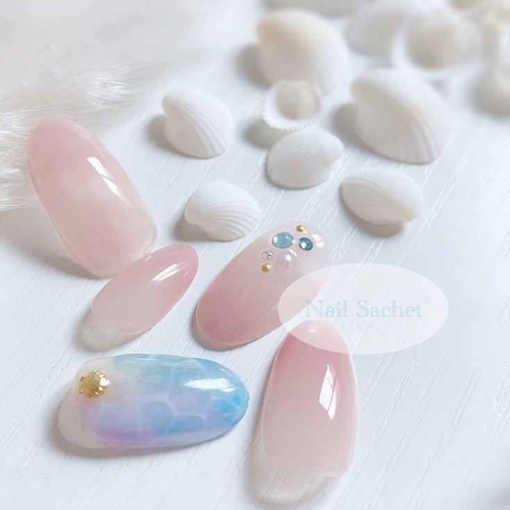 夏 海 リゾート オフィス グラデーション Nailsachet ネイルサシェのネイルデザイン No ネイルブック