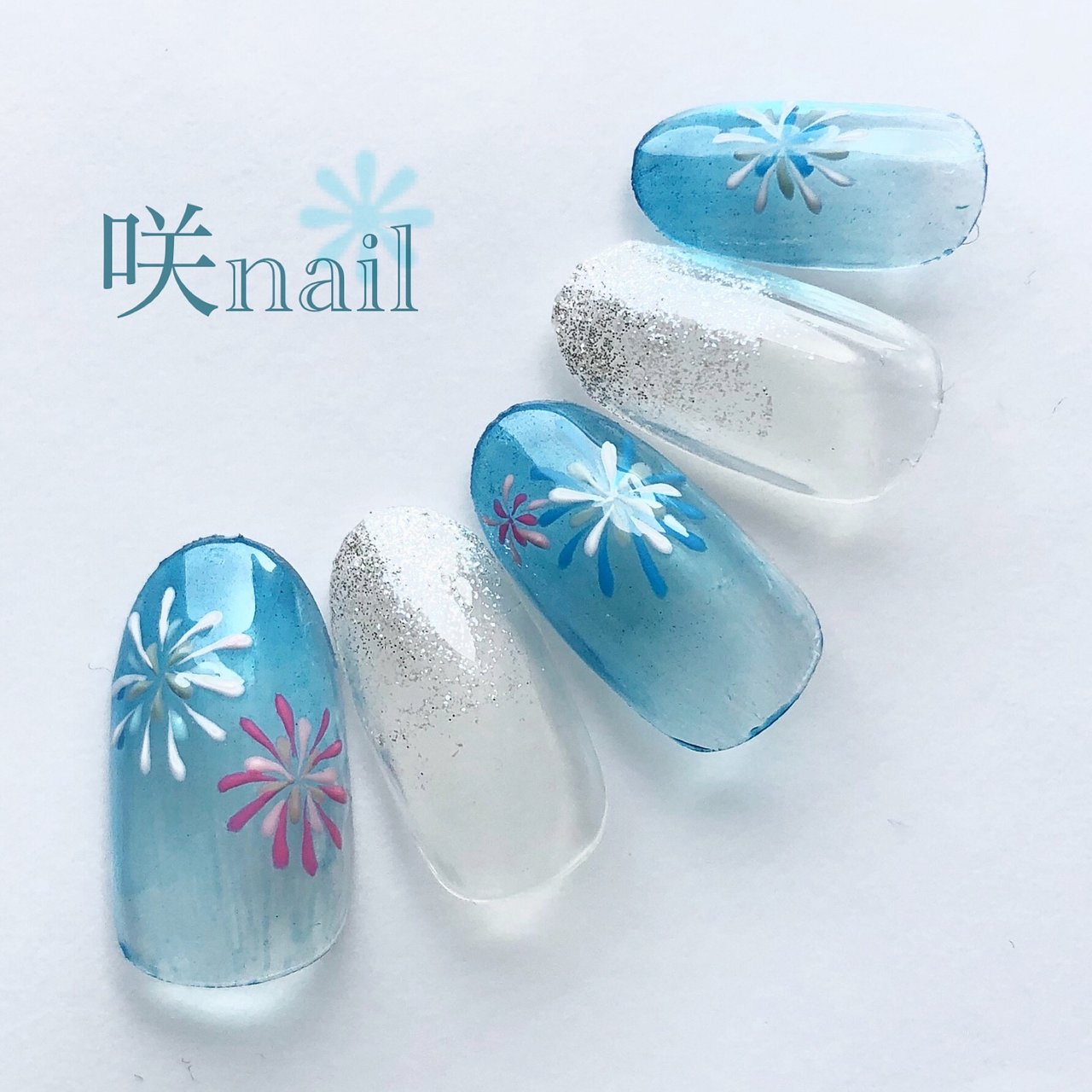 夏 海 浴衣 デート ハンド 咲nail サキネイル のネイルデザイン No ネイルブック