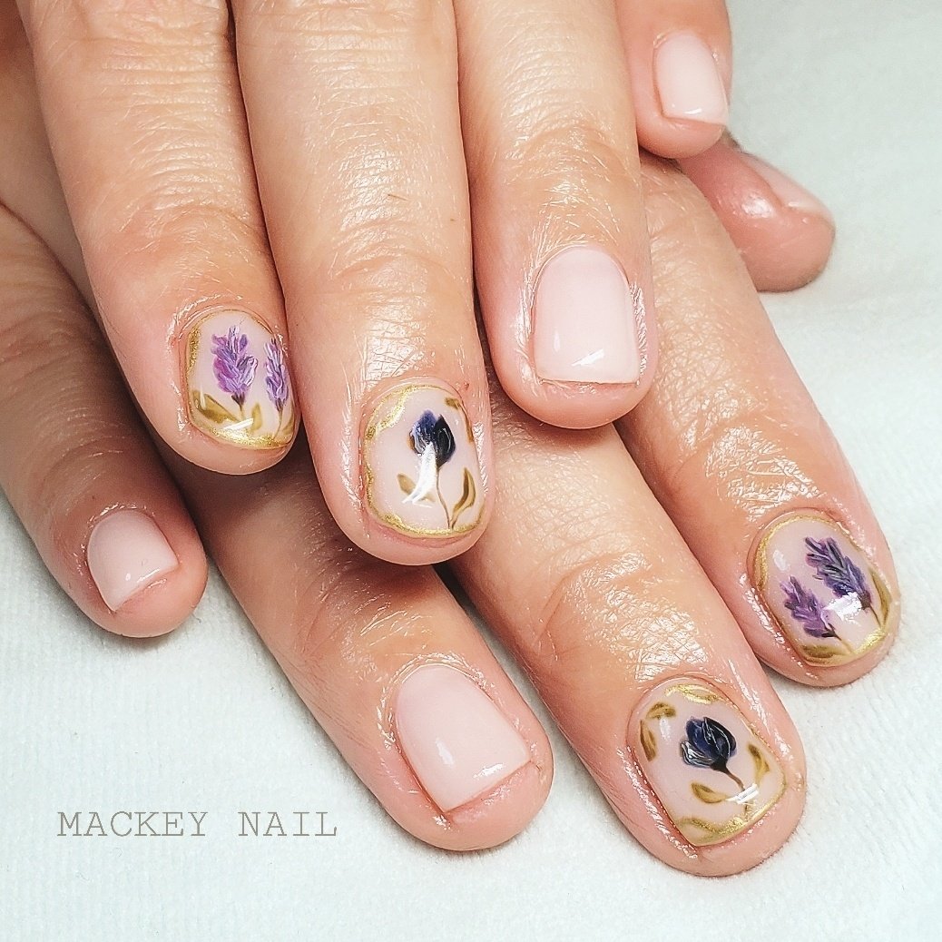 夏 オールシーズン オフィス ハンド フラワー Mackey Nailのネイルデザイン No ネイルブック