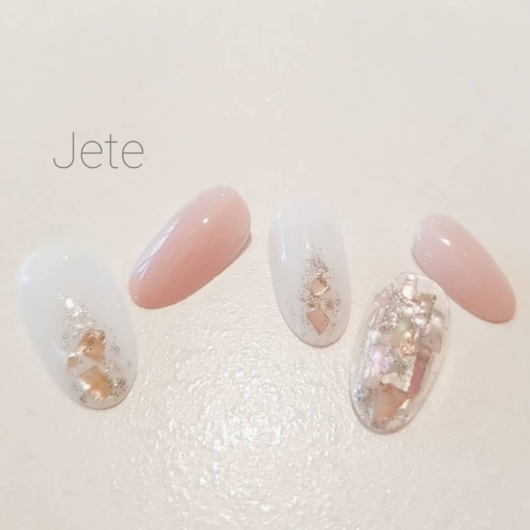 オールシーズン ハンド ラメ ワンカラー シェル Nail Jete19のネイルデザイン No ネイルブック