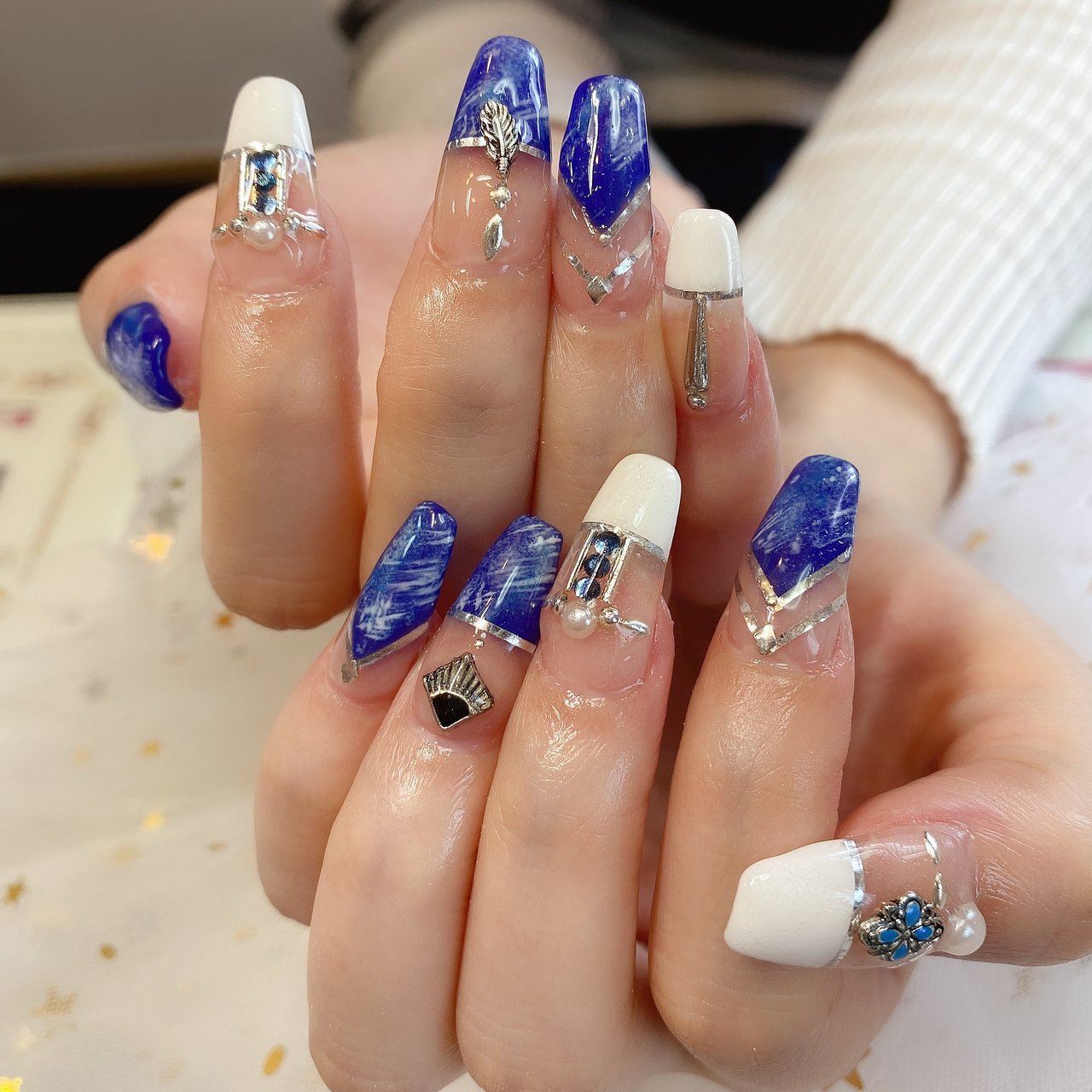 夏 オールシーズン パール デニム ミディアム パンダ Nail 川崎のネイルデザイン No ネイルブック