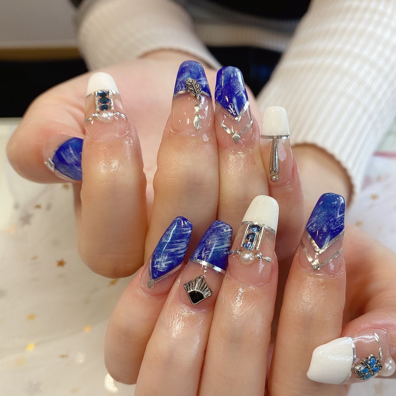 夏 オールシーズン パール デニム ミディアム パンダ Nail 川崎のネイルデザイン No ネイルブック