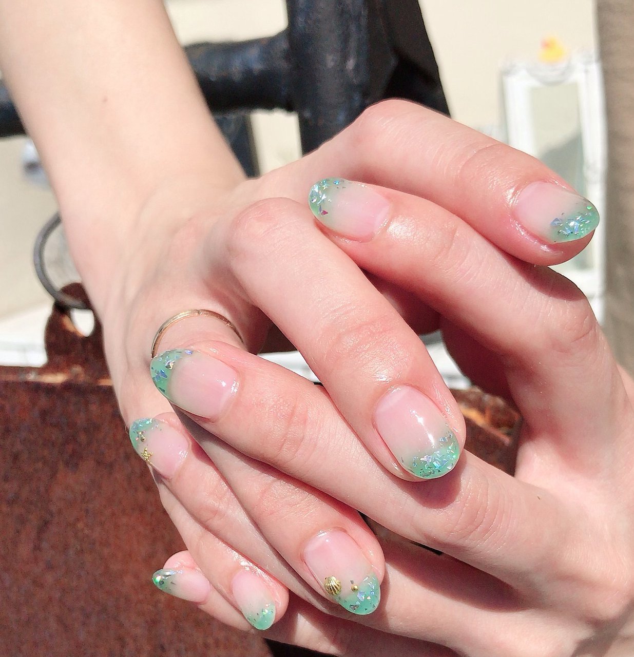 夏 ハンド クリア グリーン シルバー Staff ふじお のネイルデザイン No ネイルブック