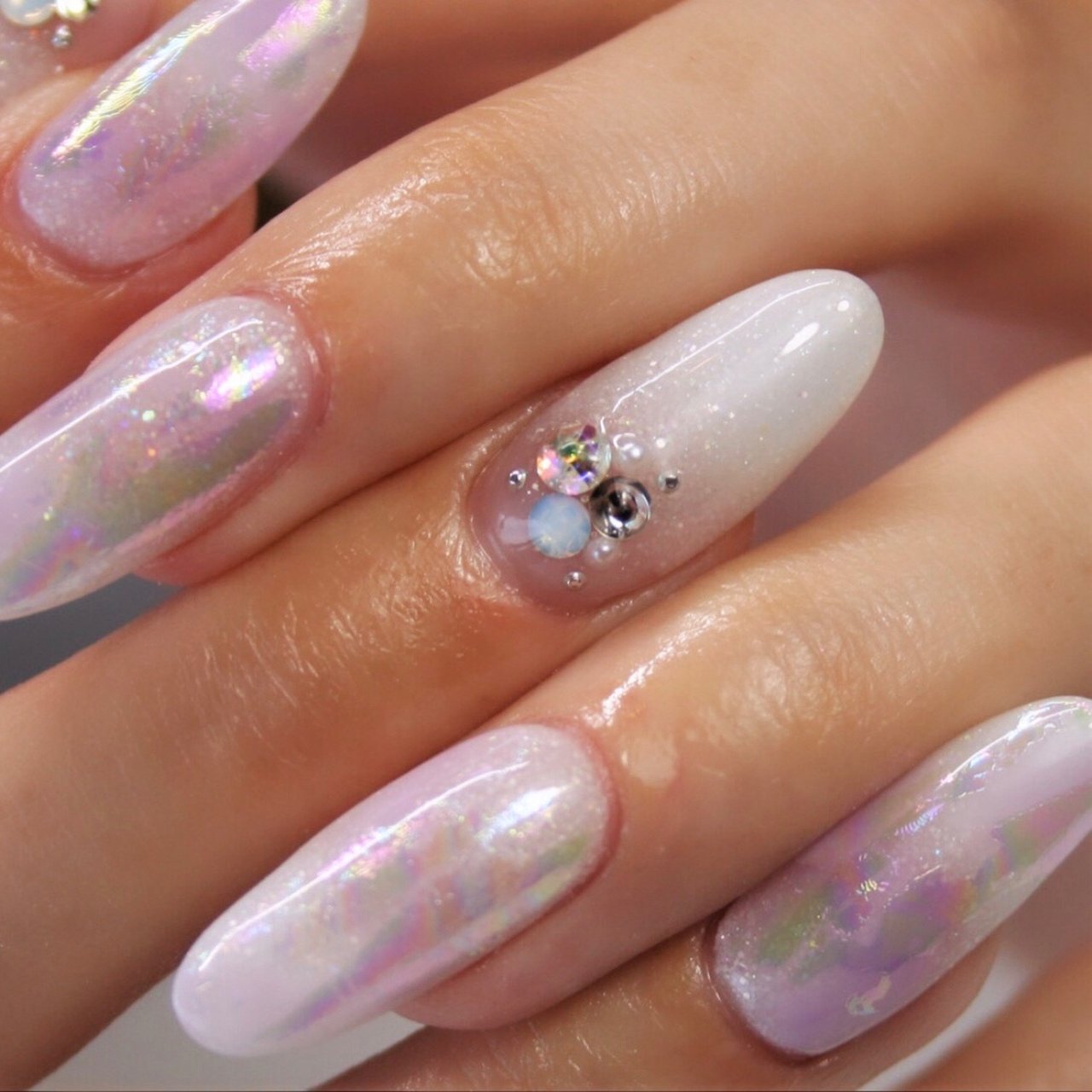 ハンド グラデーション ラメ ホイル ミディアム Homesalon Mnail Minamiのネイルデザイン No ネイルブック