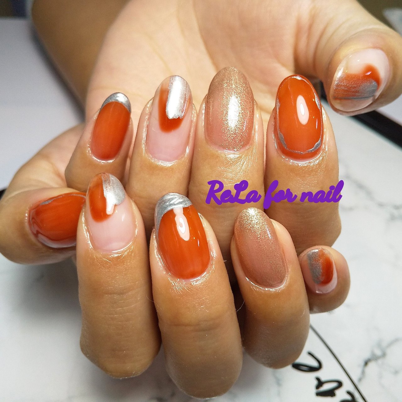 オレンジ シルバー Rela For Nail リラ のネイルデザイン No ネイルブック