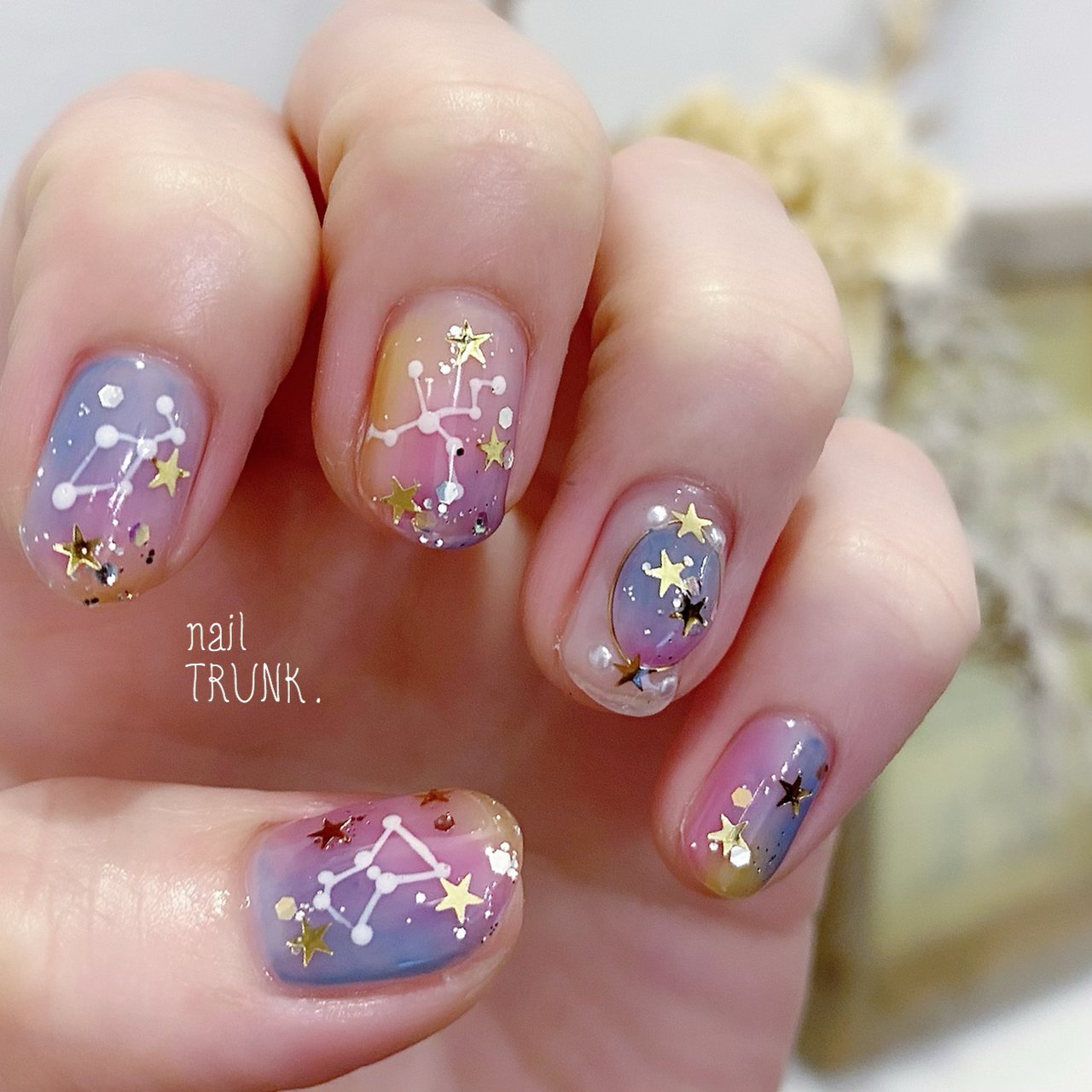 夏 ハンド ラメ 星 マーブル Nail Trunkのネイルデザイン No ネイルブック