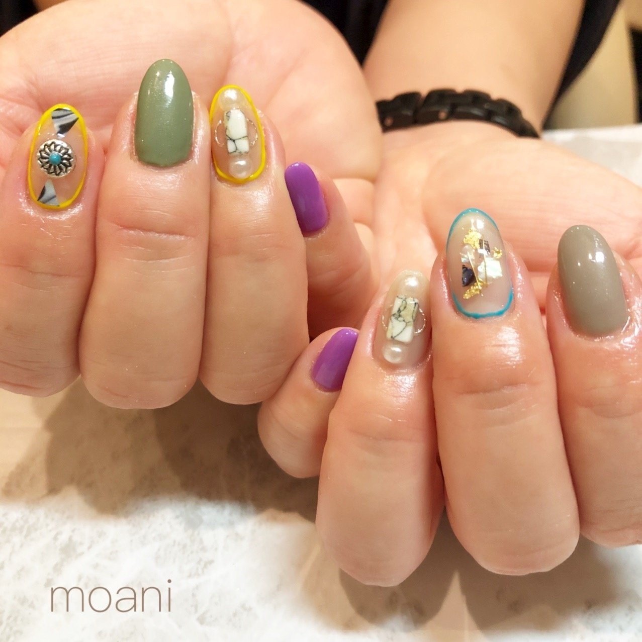 オールシーズン ハンド ニュアンス ミディアム カラフル Moaniのネイルデザイン No ネイルブック