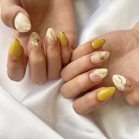 ベージュ イエロー セルフネイルのネイルデザイン ネイルブック