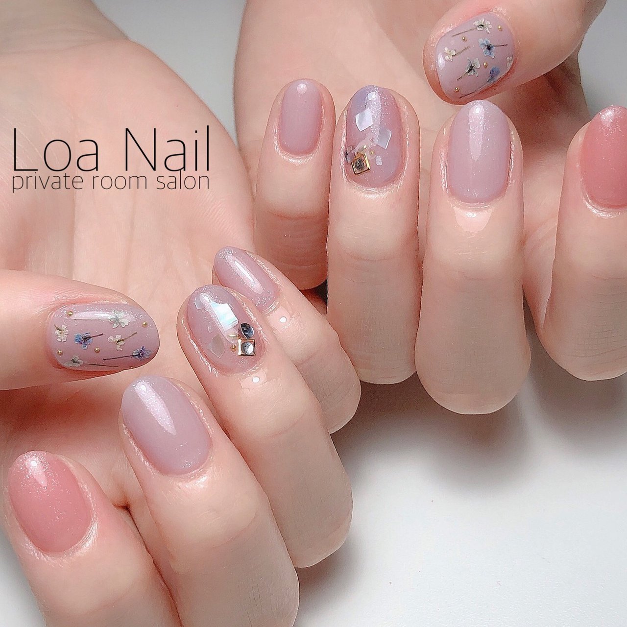 春 夏 シンプル シェル 押し花 Loa Nailのネイルデザイン No ネイルブック