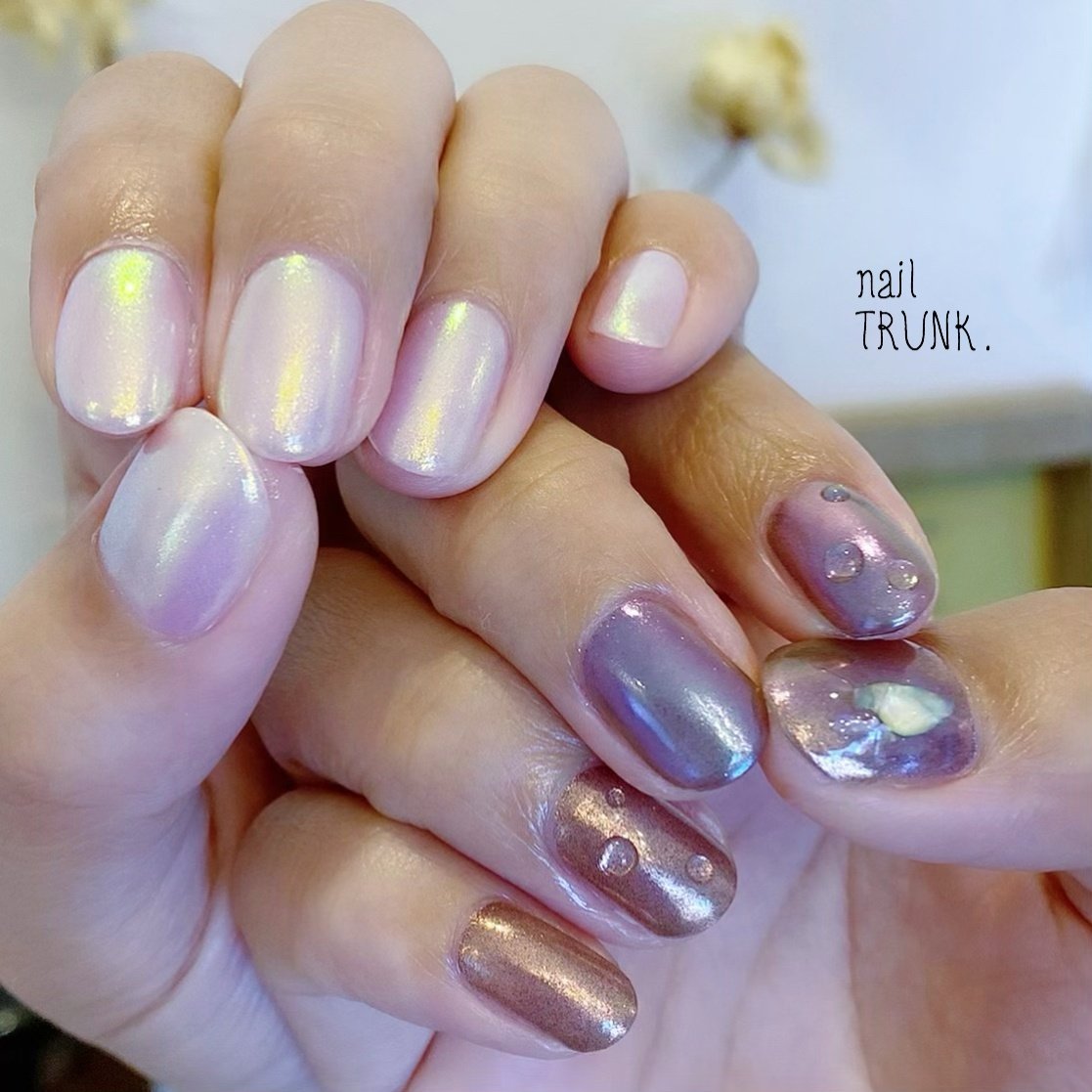 夏 ハンド オーロラ ミラー ホワイト Nail Trunkのネイルデザイン No ネイルブック