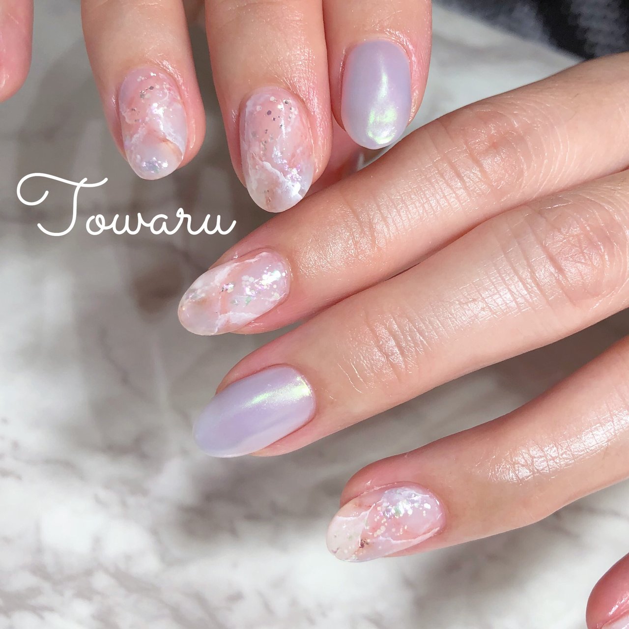 夏 海 オフィス ハンド 大理石 Nailsalon Towaruのネイルデザイン No ネイルブック