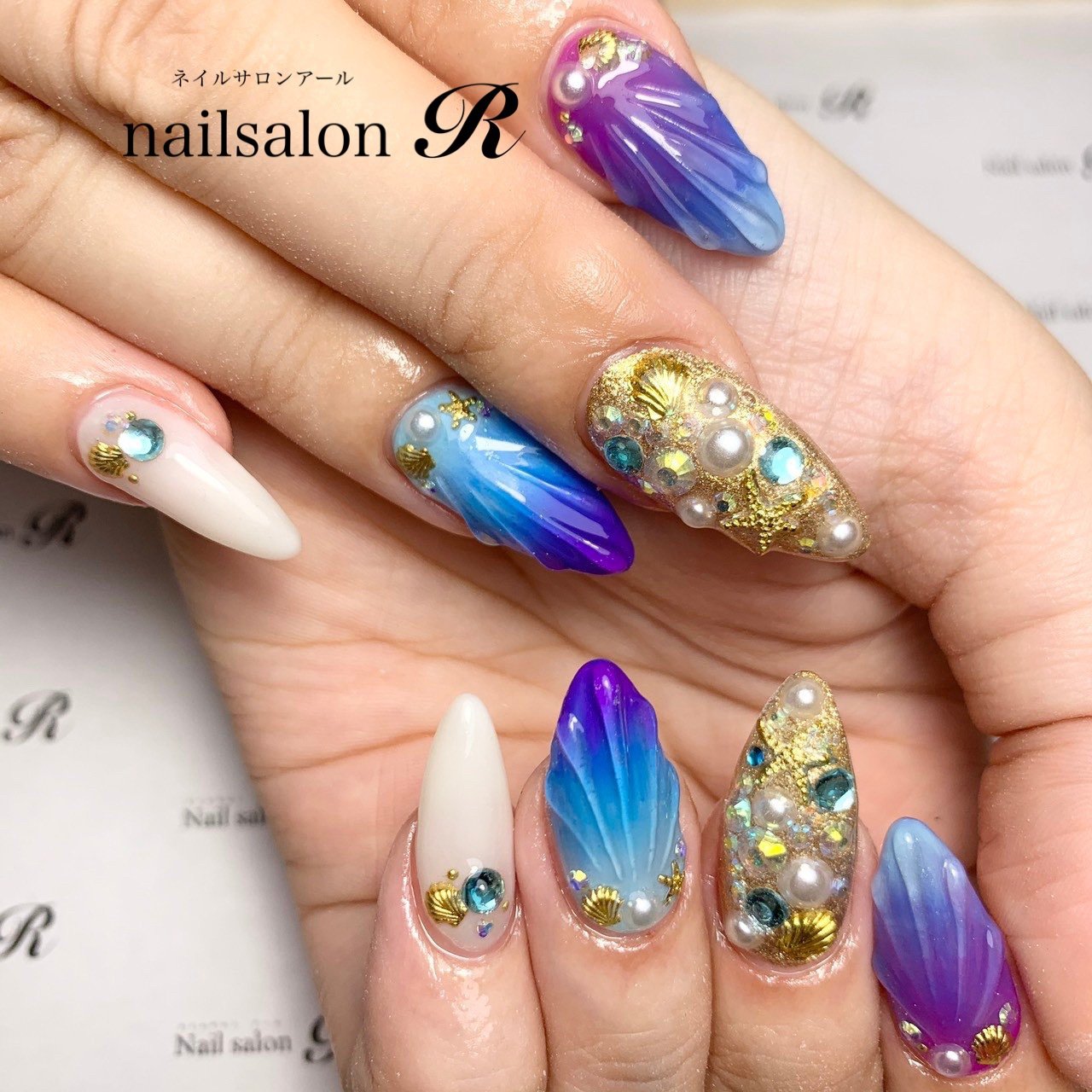 夏 秋 海 女子会 ハンド Nailsalon R ネイルサロンアール のネイルデザイン No ネイルブック