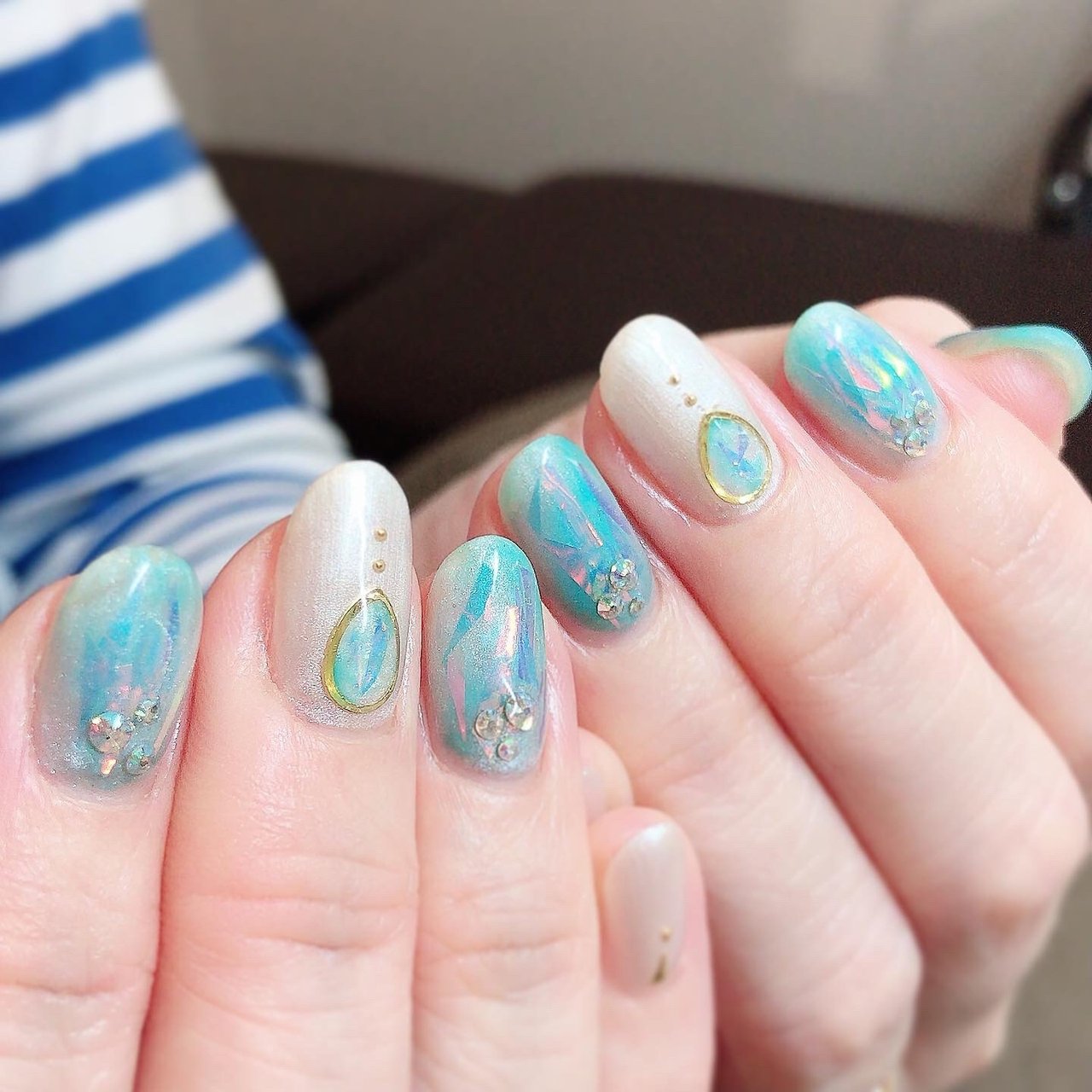 夏 梅雨 海 ハンド ホログラム 溝の口 Nail Trees ネイルトゥリース のネイルデザイン No ネイルブック