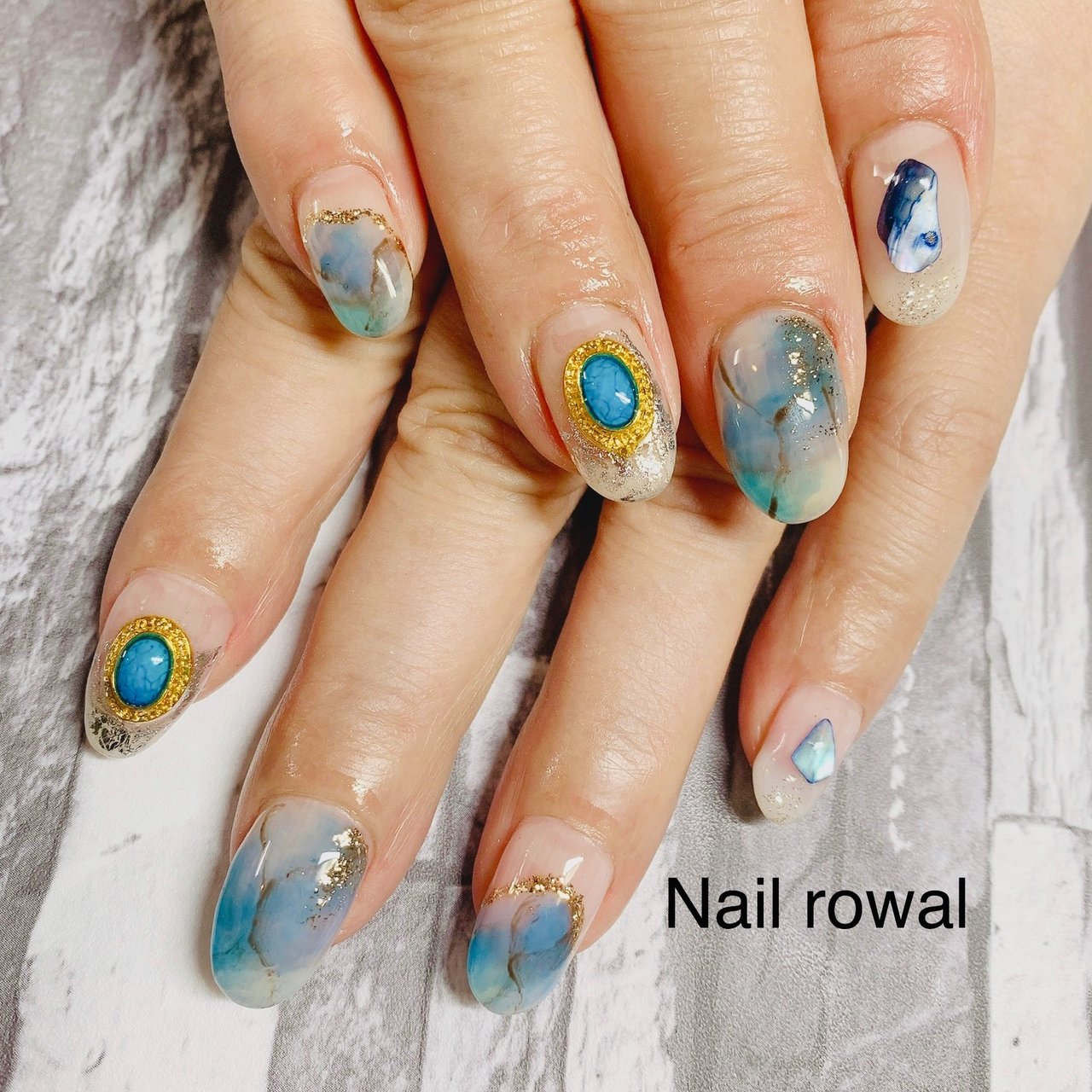 夏 オールシーズン ターコイズ 水色 ブルー Private Nail Salon Rowa L ロワールのネイル デザイン No ネイルブック