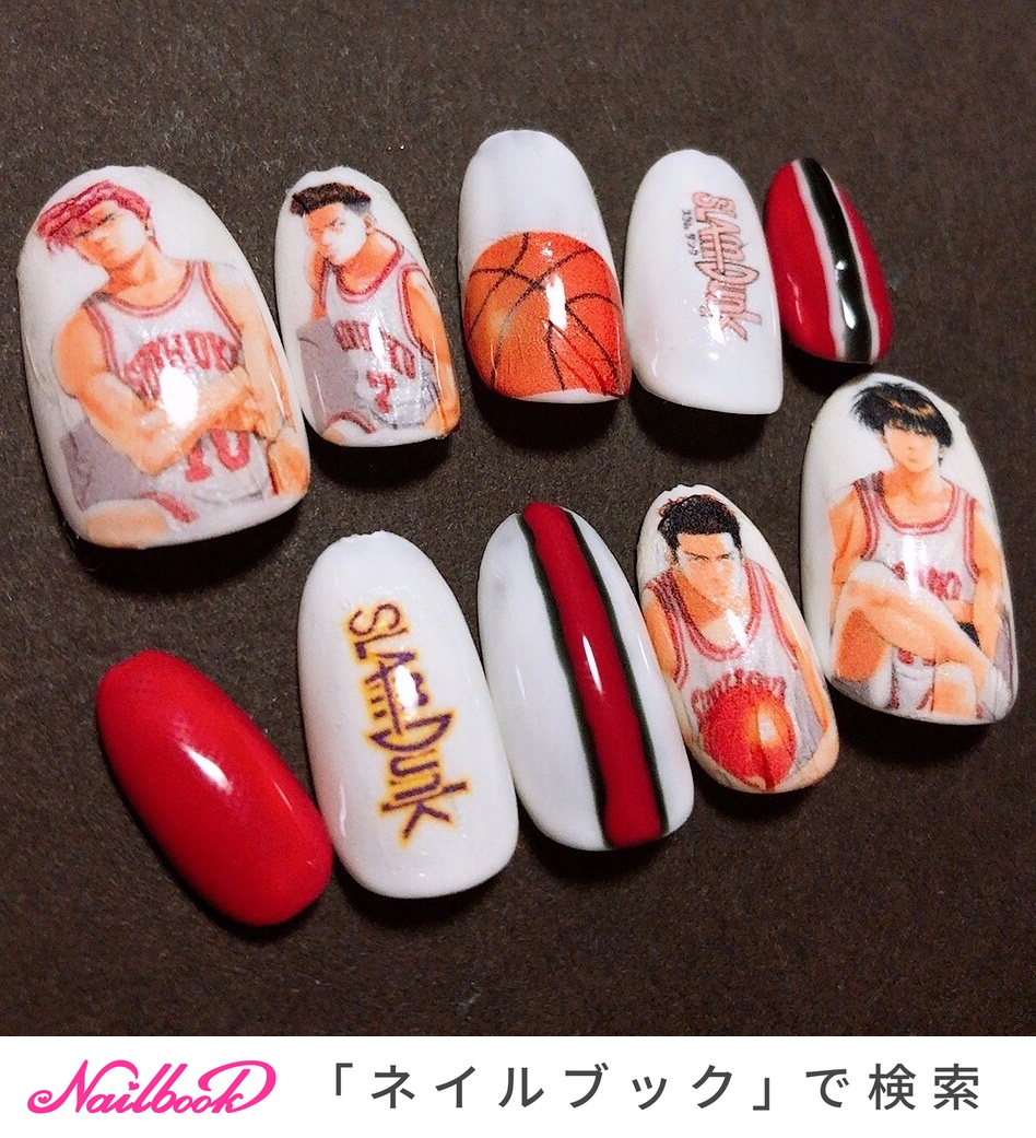 スポーツ ハンド キャラクター ロング ホワイト Miiのネイルデザイン No ネイルブック