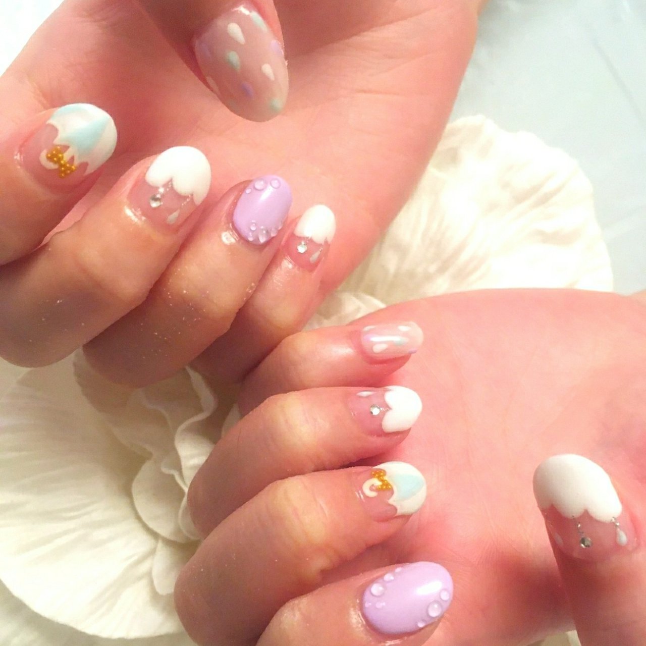 梅雨 デート 女子会 ハンド 水滴 Nail Salon Papuのネイルデザイン No ネイルブック