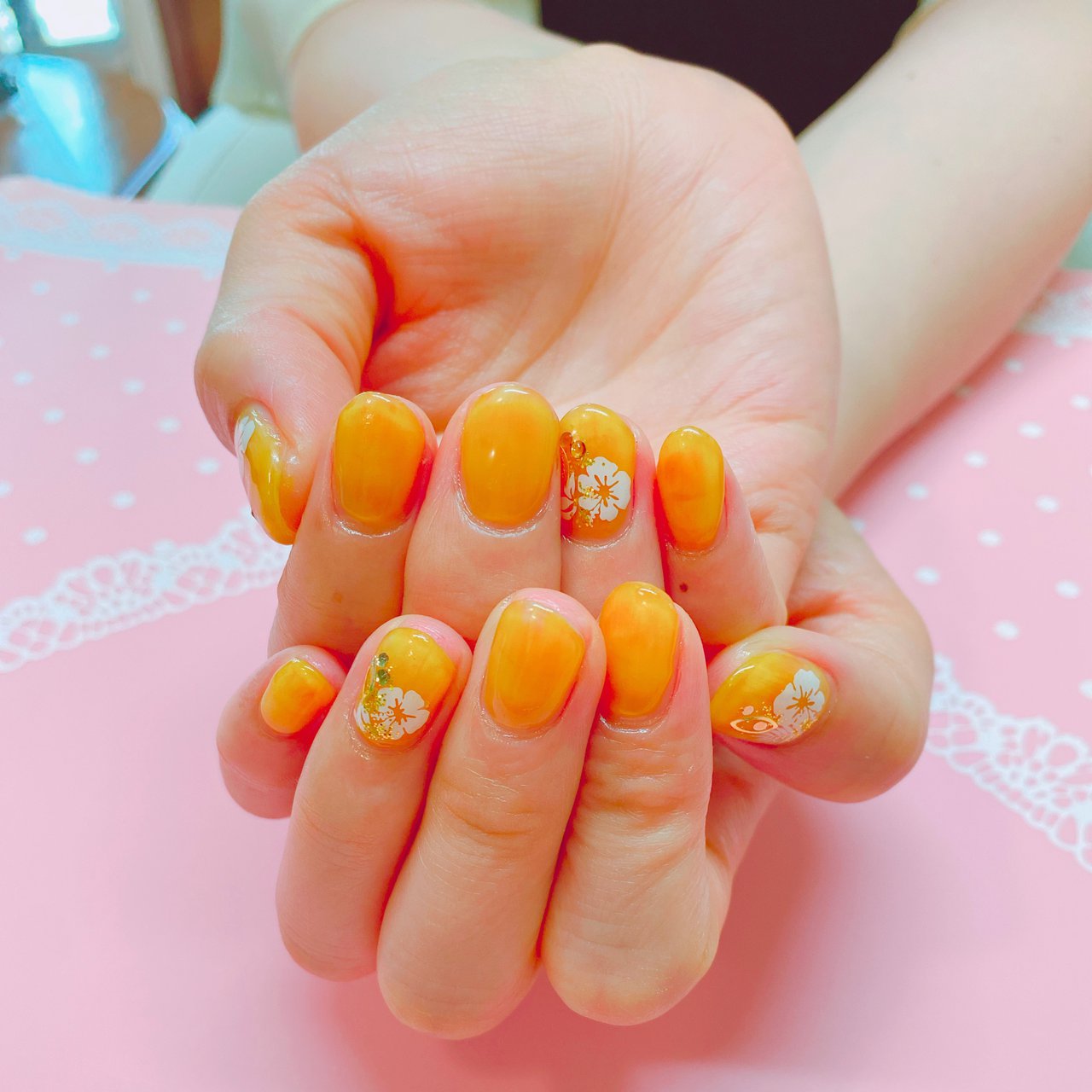 ハンド オレンジ イエロー ジェルネイル お客様 まいのネイルデザイン No ネイルブック