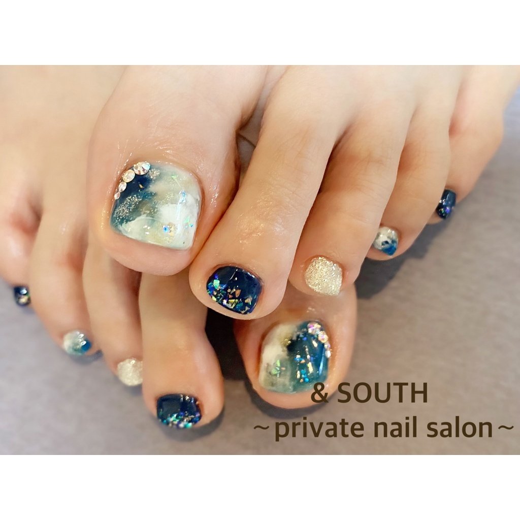 オールシーズン 旅行 海 リゾート フット South Private Nail Salon のネイルデザイン No ネイル ブック