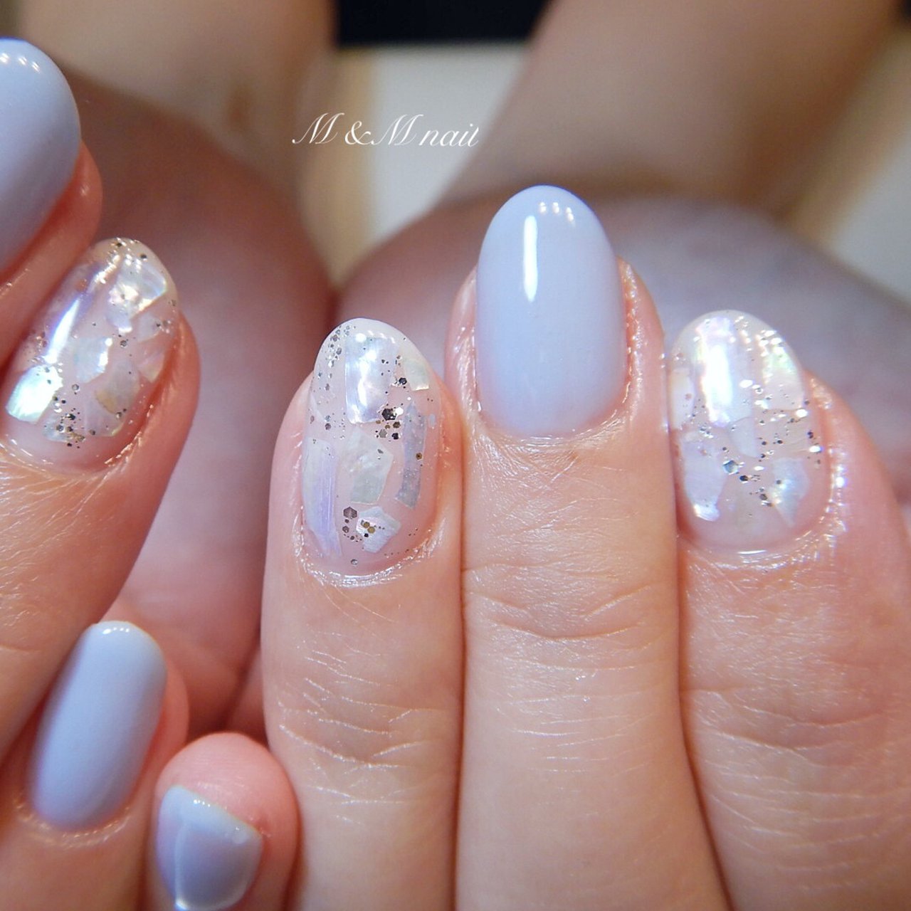 夏 梅雨 ハンド ワンカラー シェル 桜坂ネイルサロンmのネイルデザイン No ネイルブック