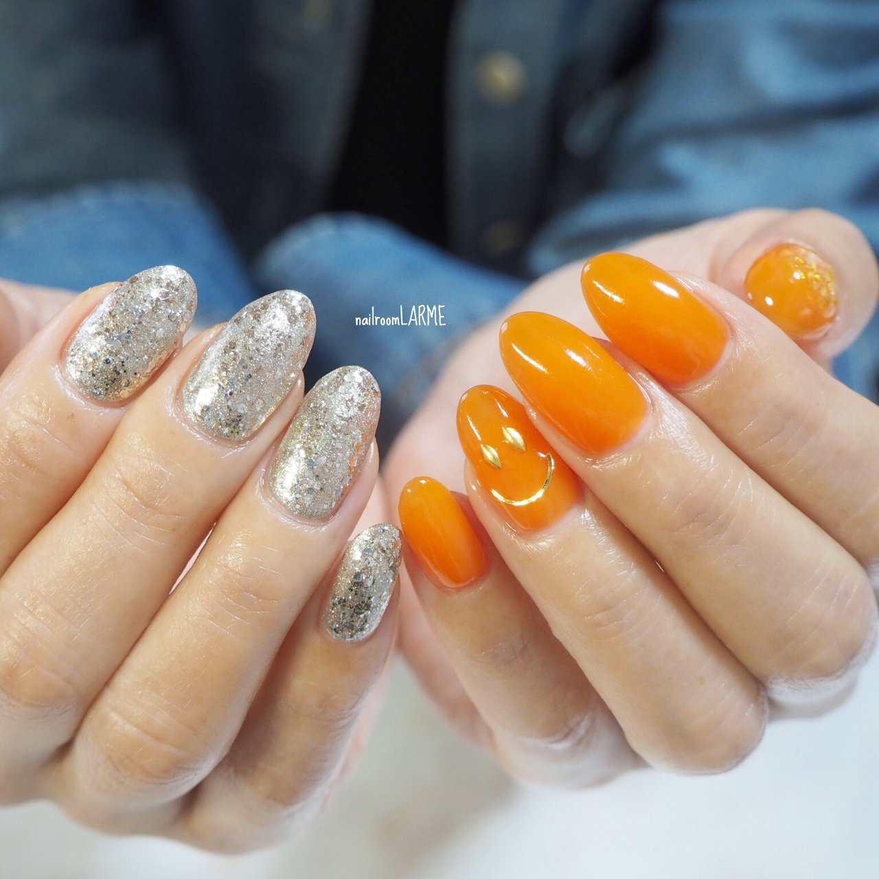 オレンジ シルバー Nailroomlarmeのネイルデザイン No ネイルブック