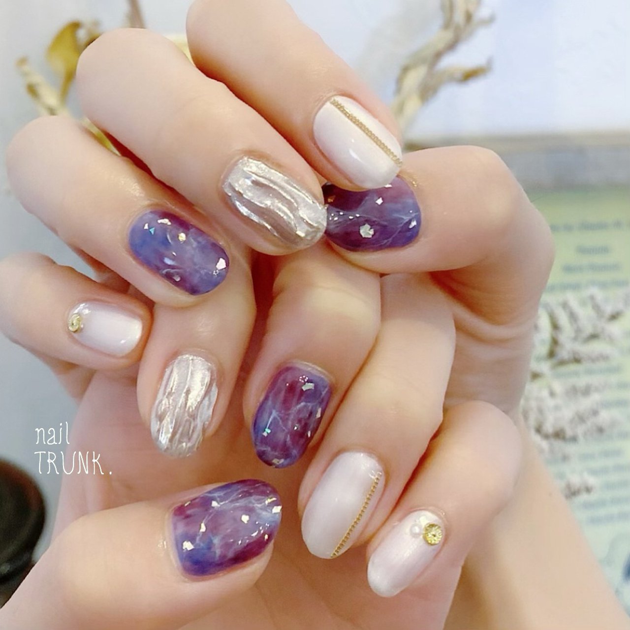 夏 梅雨 ハンド チェーン マーブル Nail Trunkのネイルデザイン No ネイルブック