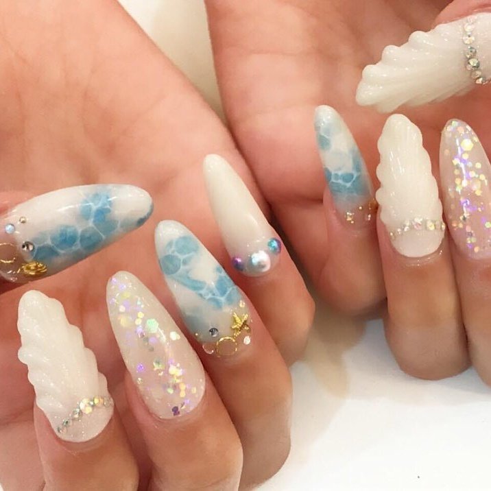 夏 ハンド 3d スターフィッシュ マリン Nailsgogo Shibuya Nailsalonのネイルデザイン No ネイル ブック