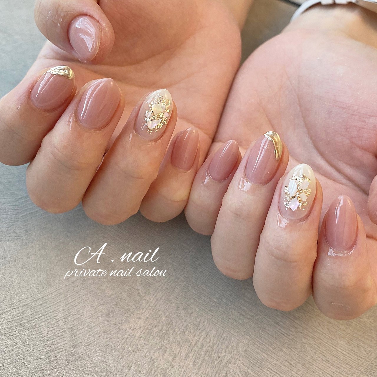 夏 オールシーズン ハンド ラメ シェル A Nail Private Nailsalon のネイルデザイン No ネイル ブック