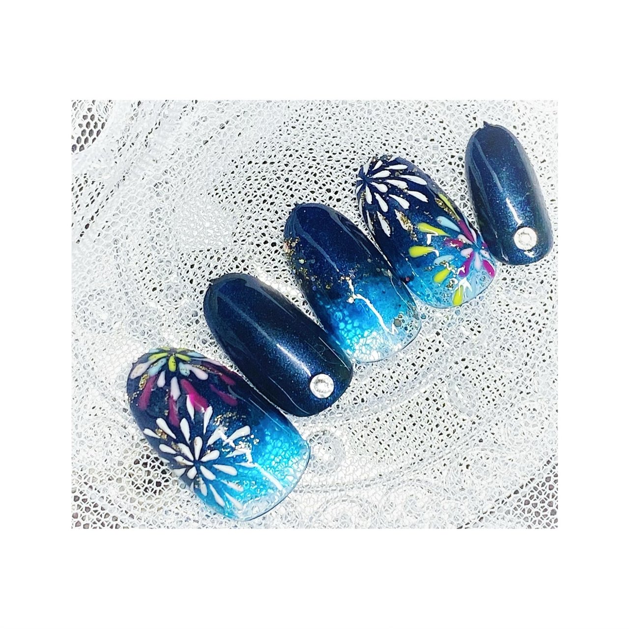夏 海 リゾート 浴衣 ハンド こみのネイルデザイン No ネイルブック