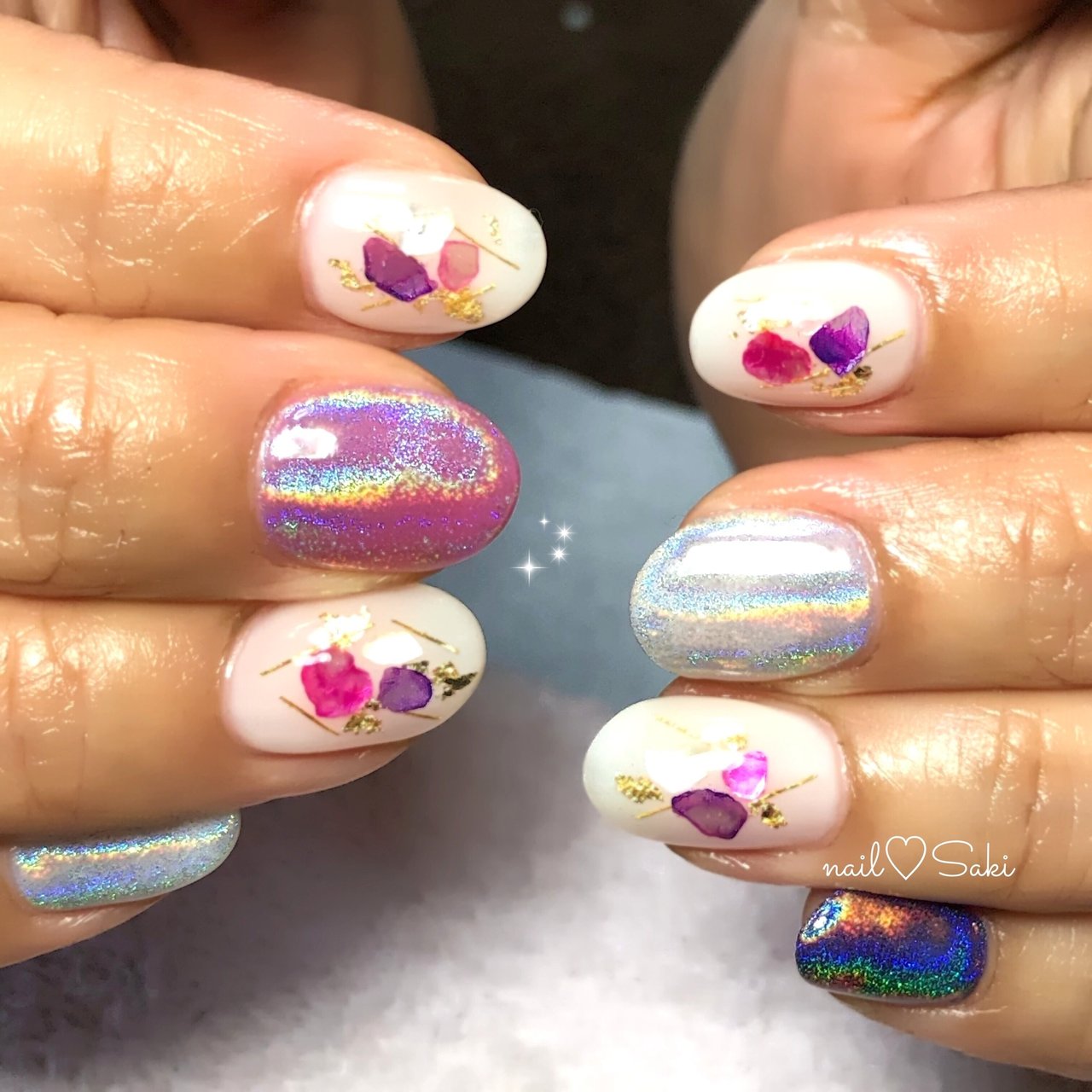 夏 海 ハンド シェル ユニコーン Nail Sakiのネイルデザイン No ネイルブック