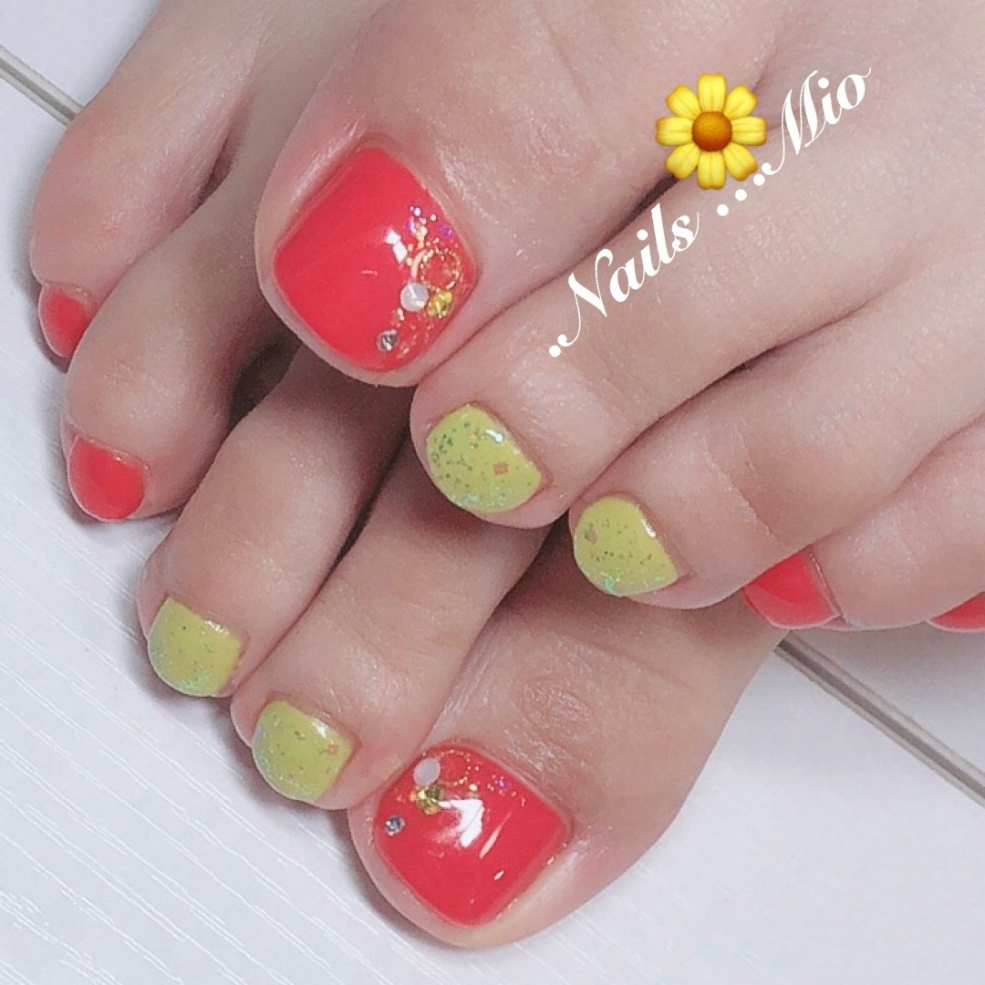 夏 オールシーズン オフィス 女子会 フット Aroma Nails Mioのネイルデザイン No ネイルブック