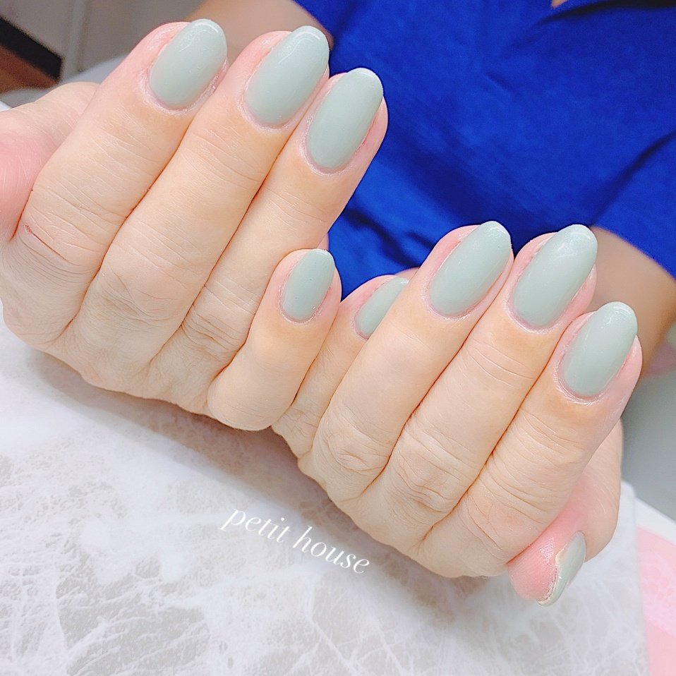 梅雨 ハンド ワンカラー ミディアム スモーキー Nail Eye Petit Houseのネイルデザイン No ネイルブック