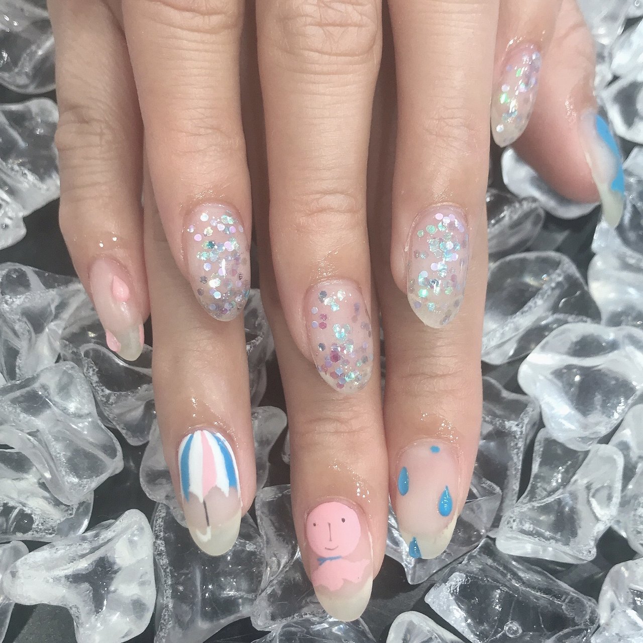 夏 梅雨 ハンド ラメ キャラクター 亜沙美のネイルデザイン No ネイルブック