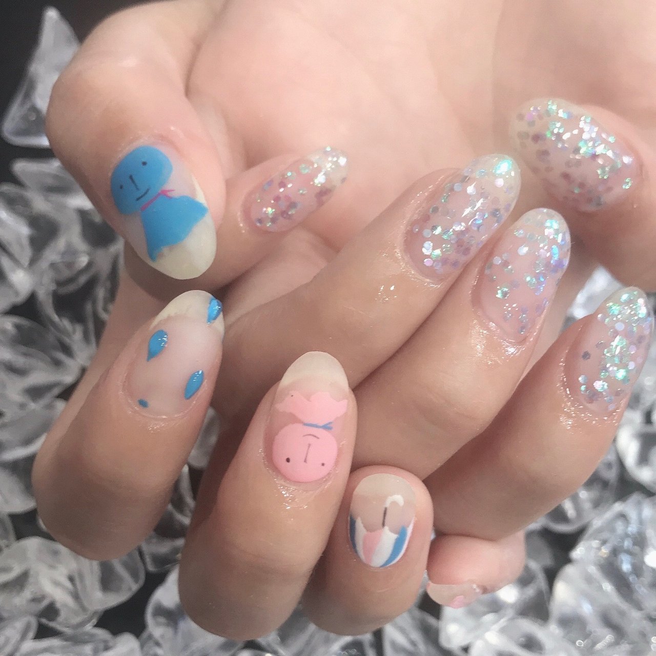 夏 梅雨 ハンド ラメ キャラクター 亜沙美のネイルデザイン No ネイルブック