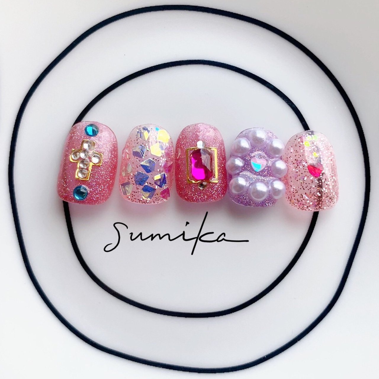 春 夏 ハンド ラメ パール Nail Salon Sumikaのネイルデザイン No ネイルブック