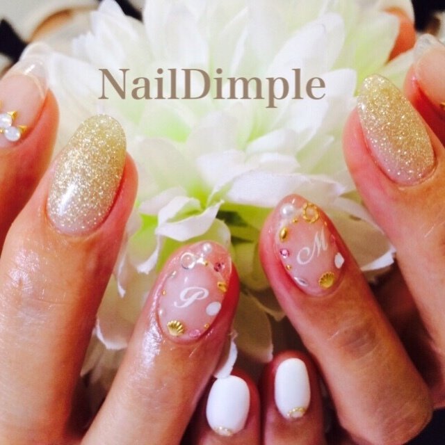 夏 ハンド イニシャル ミディアム クリア Nail Dimpleのネイルデザイン No ネイルブック